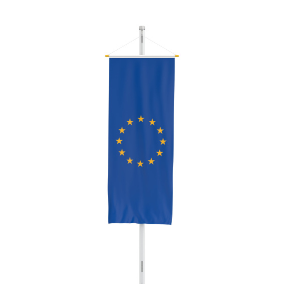 Drapeau Conseil de l'Europe/CE en format vertical avec présentoir de drapeaux Basic