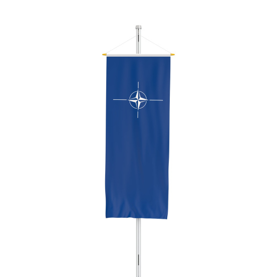 Drapeau de l'OTAN en format vertical avec présentoir de drapeaux Basic