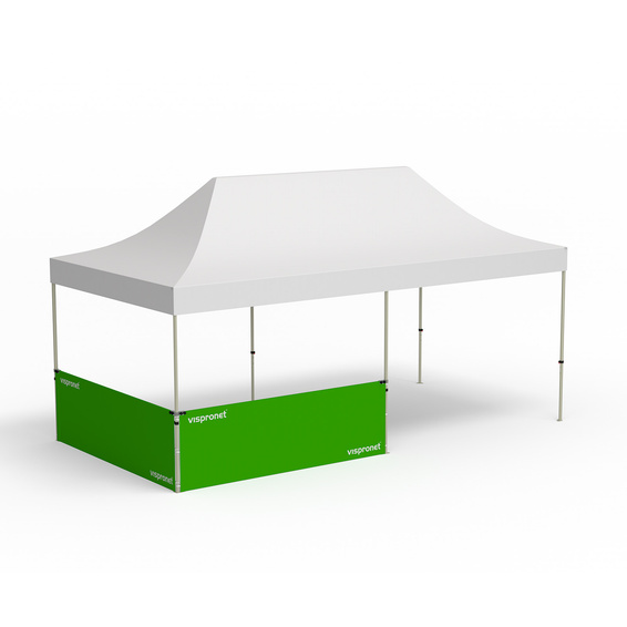 Pavillon pliable Select, exemple avec 2 cloisons mi-hauteur