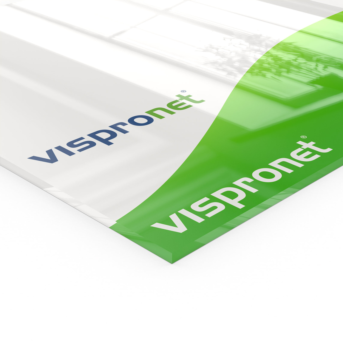 Plaque en verre acrylique imprimé, avec impression blanche