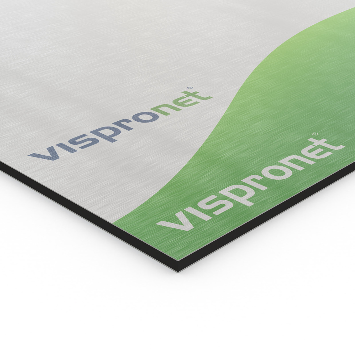 Plaque composite aluminium imprimée, argent brossé, sans impression blanche