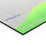 Plaque composite aluminium imprimée, argent brossé, avec impression blanche