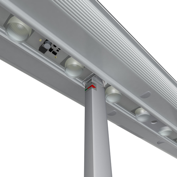 Befestigung der Stützstange an der Lightbox flex