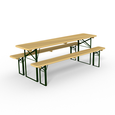 Ensemble de brasserie : 1 table + 2 bancs pliants - non imprimés