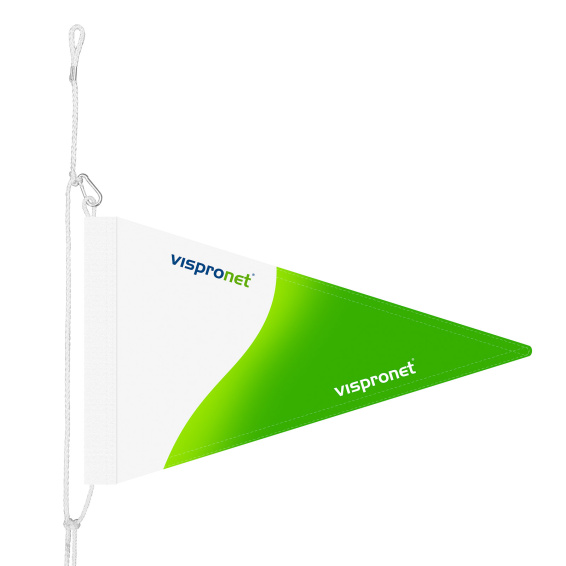 Fanion de bateau avec cordon, exemple de fixation