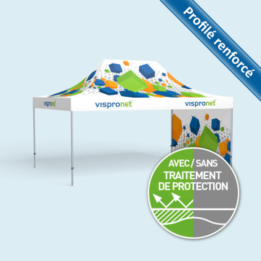 Tente pliable Premium 4 x 6 m imprimée, avec une paroi (visuel à l'intérieur)