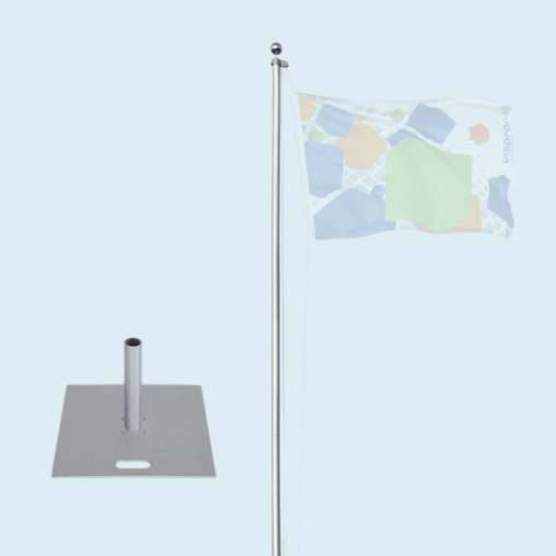 Mât de drapeau Economy - platine 55 x 55 cm / 19,7 kg