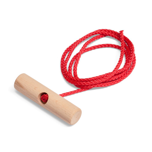 Corde de traction rouge avec poignée en bois