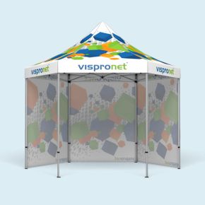 Tente pliable Select Hexagon 4 m - 3 cloisons, imprimée