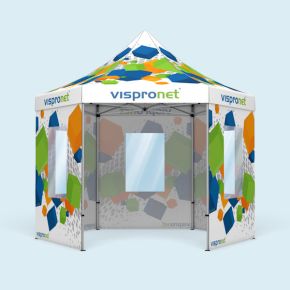 Tente pliable Select Hexagon 4 m - 5 cloisons, imprimé