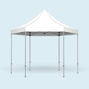 Pavillon pliable Select Hexagon 4 m, toit & volant blancs - sans cloisons