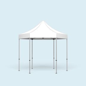 Pavillon pliable Select Hexagon 3 m, toit & volant blanc - sans cloisons de tente