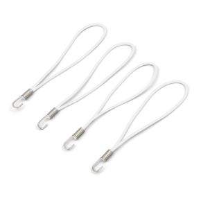 Sandow avec crochet acier inox & boucle, 250 mm, blanc, lot de 4