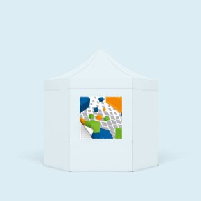 Bannière échangeable imprimée - format carré, pour parois de tente pliable Hexagon