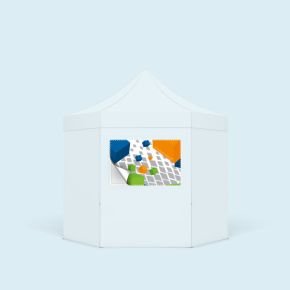 Bannière échangeable imprimée - format paysage, pour cloisons de tente Hexagon