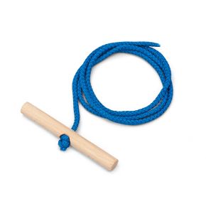 Corde de traction bleue avec poignée en bois