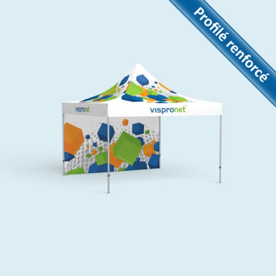 Pavillon pliable Premium 3 x 3 m, 1 cloison, avec impression