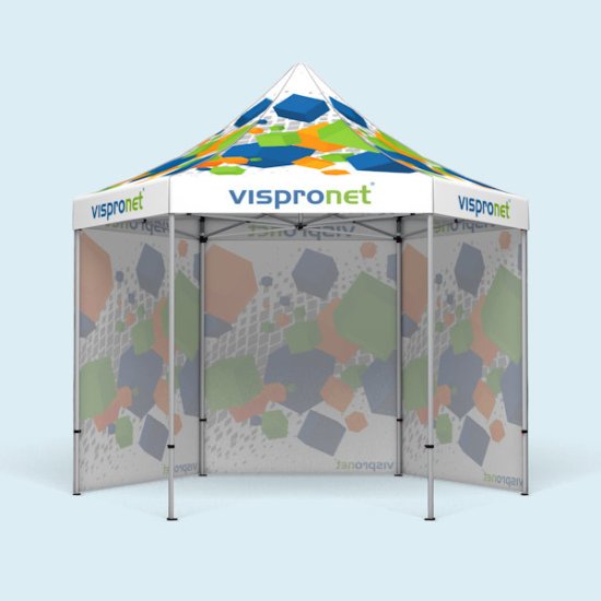 Tente pliable Select Hexagon 4 m - 3 cloisons, imprimée