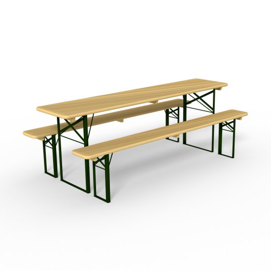 Ensemble de brasserie : 1 table + 2 bancs pliants - non imprimés