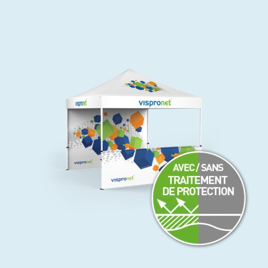 Tente pliante Eco 3 x 3 m - 2 cloisons, avec impression