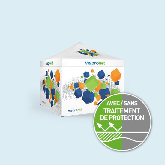 Tente pliable Eco 3 x 3 m - 4 cloisons, avec impression
