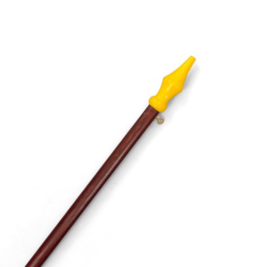 Hampe de drapeau en bois foncé, longue de 250 cm, avec pointe jaune et œillet en laiton