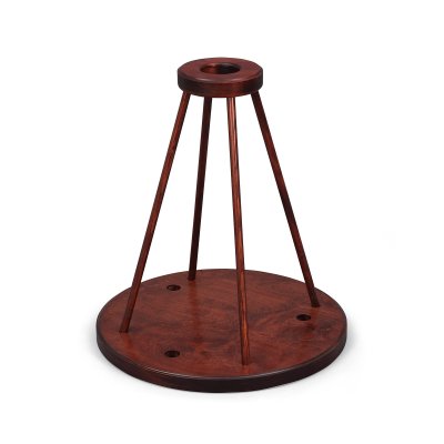 Socle porte-drapeaux triple, bois foncé