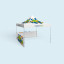 Pavillon pliant Select, ici avec 2 cloisons mi-hauteur pour comptoir d'angle