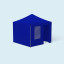Tente pliable Basic 3 x 3 m, avec 3 parois pleines et 1 paroi avec porte, bleu