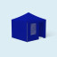 Tente pliante Premium 3 x 3 m, 3 cloisons pleines et 1 avec porte, bleu