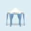 Pavillon Select Hexagon 3 m, complété de 6 rideaux de couleur bleu ciel
