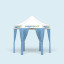 Pavillon Select Hexagon 3 m, complété de 6 rideaux de couleur bleu ciel