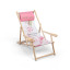 Chaise chilienne, accoudoirs bois, porte-boisson, coussin de nuque imprimé