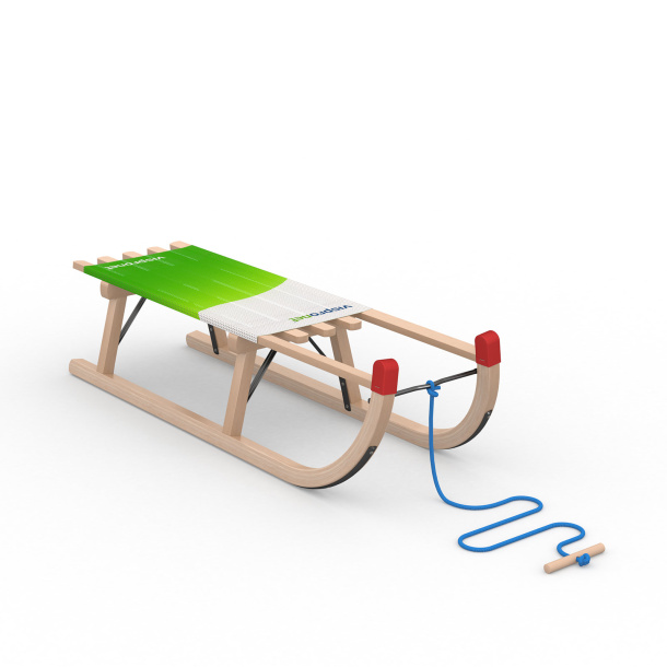 Luge Davos avec corde de traction bleue à poignée en bois (accessoires optionnels)