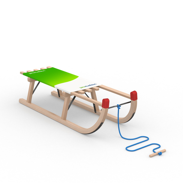 Luge Davos avec corde de traction bleue à poignée en bois (accessoires optionnels)