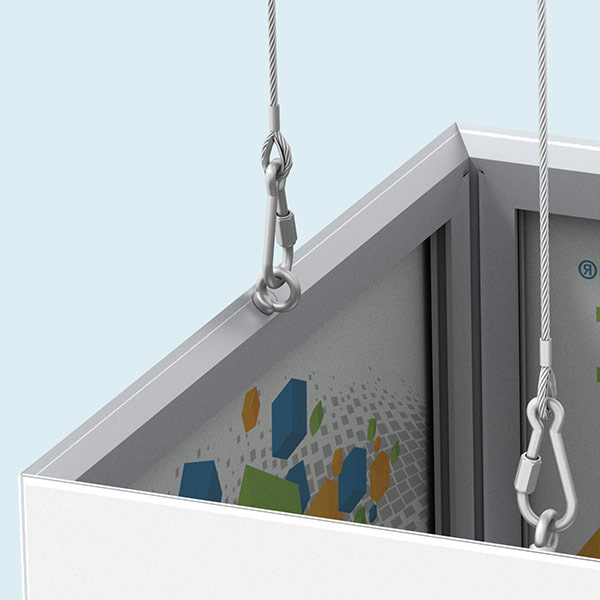 Suspensions avec vis à œillet et câble d'arrêt pour modèles de 4 et 5 faces