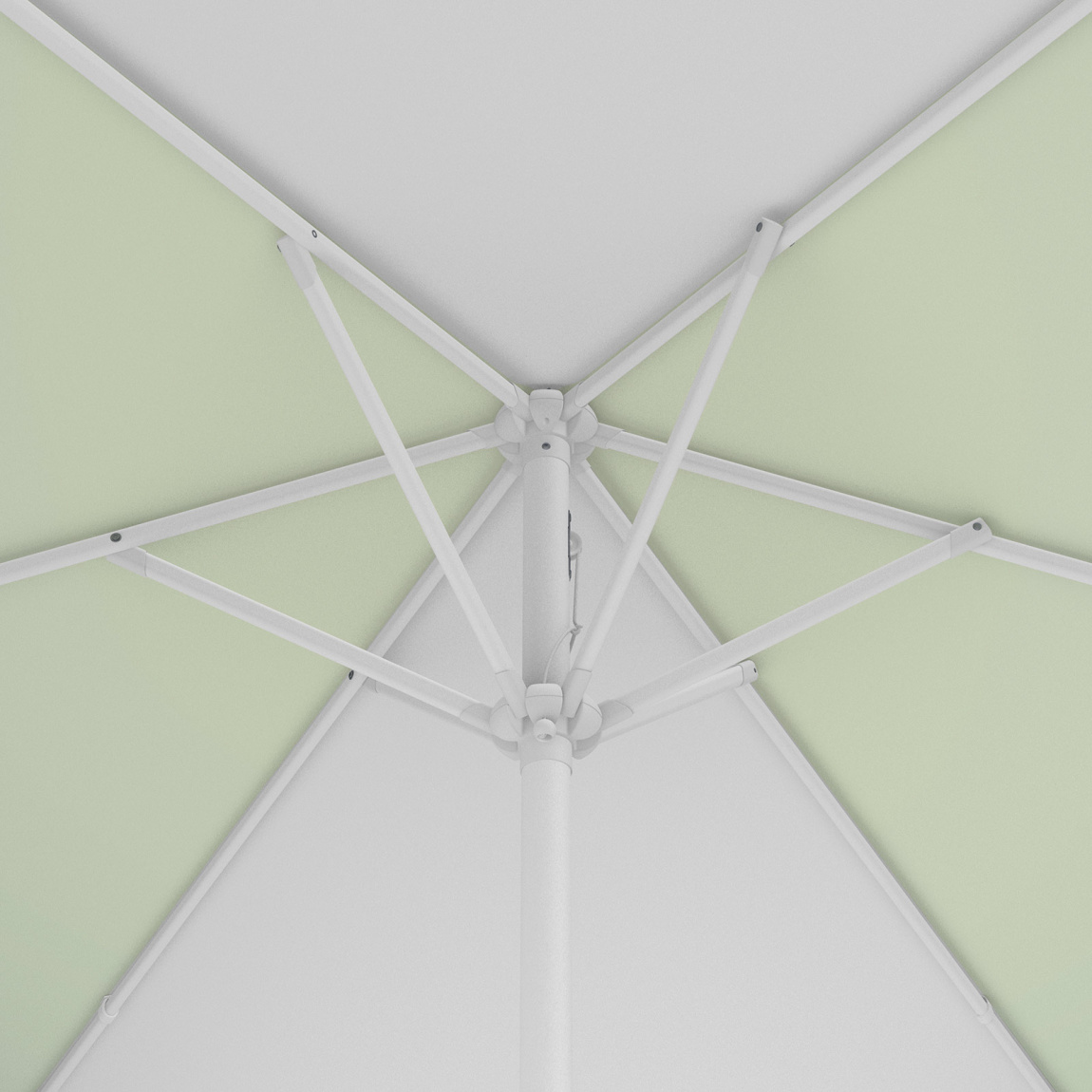 Petit parasol avec manivelle, couronne vue de dessous