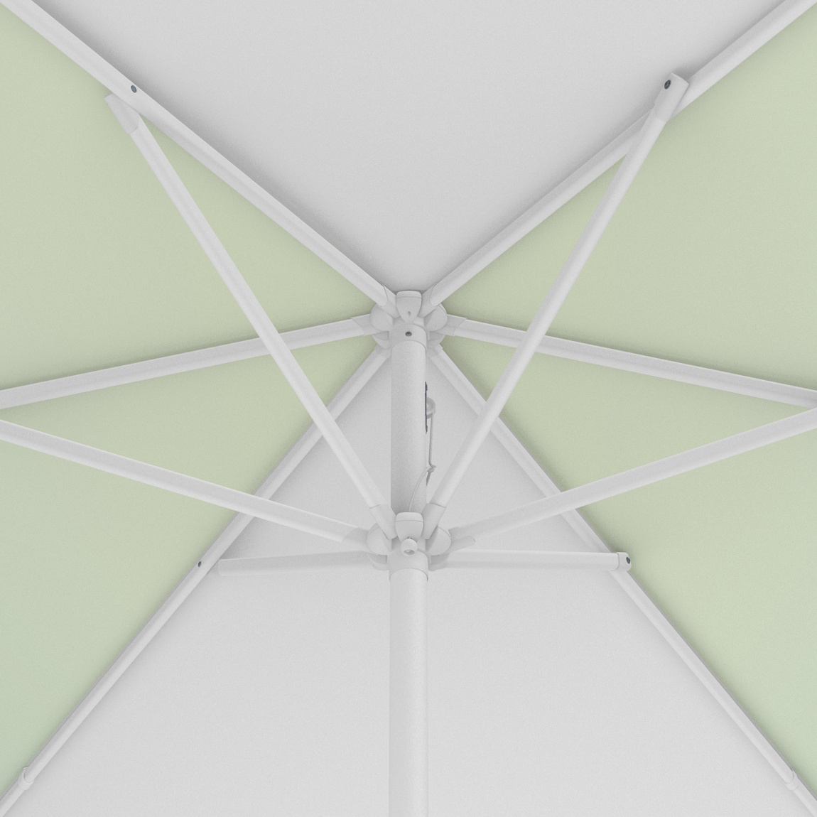 Petit parasol avec manivelle, couronne vue de dessous