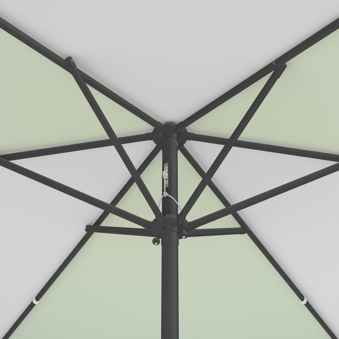 Parasol / petit parasol avec manivelle, vue de la couronne par en-dessous