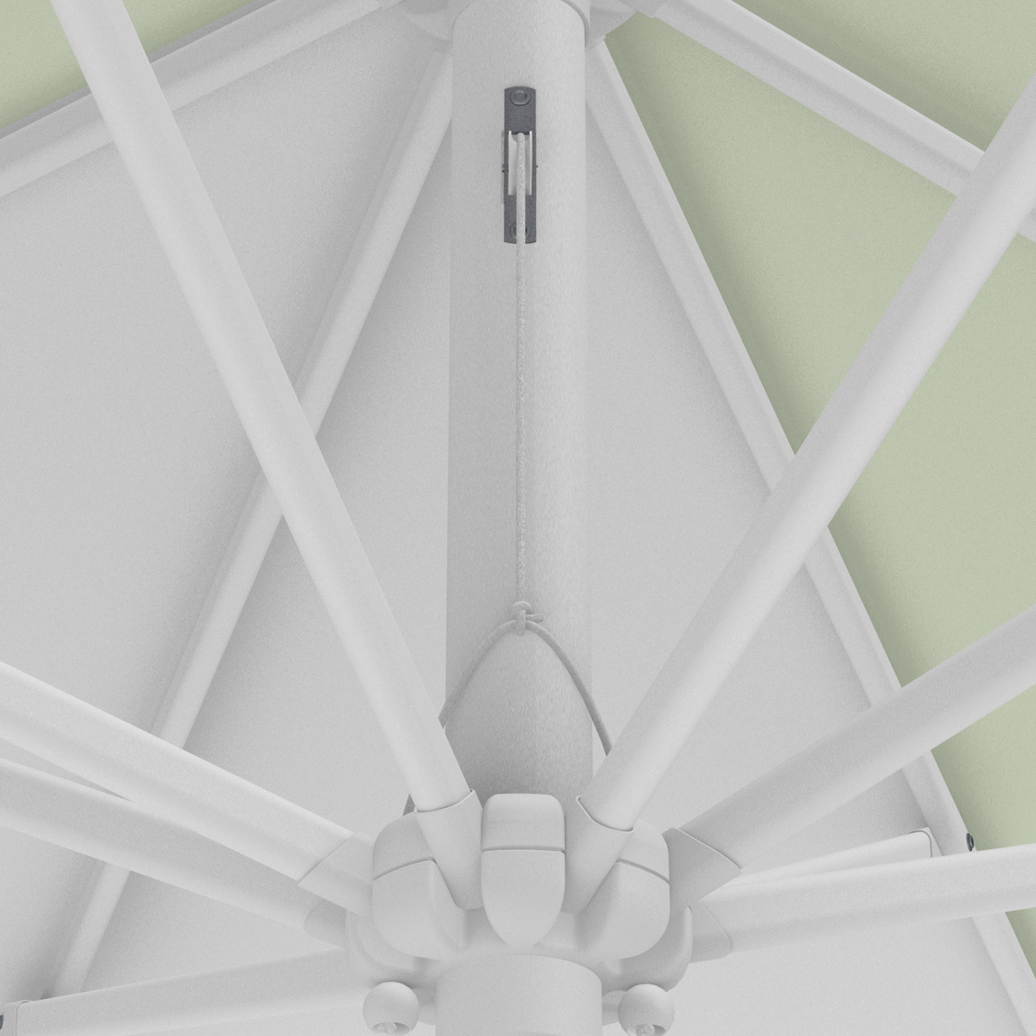 Parasol / petit parasol à manivelle, détail du câble de traction