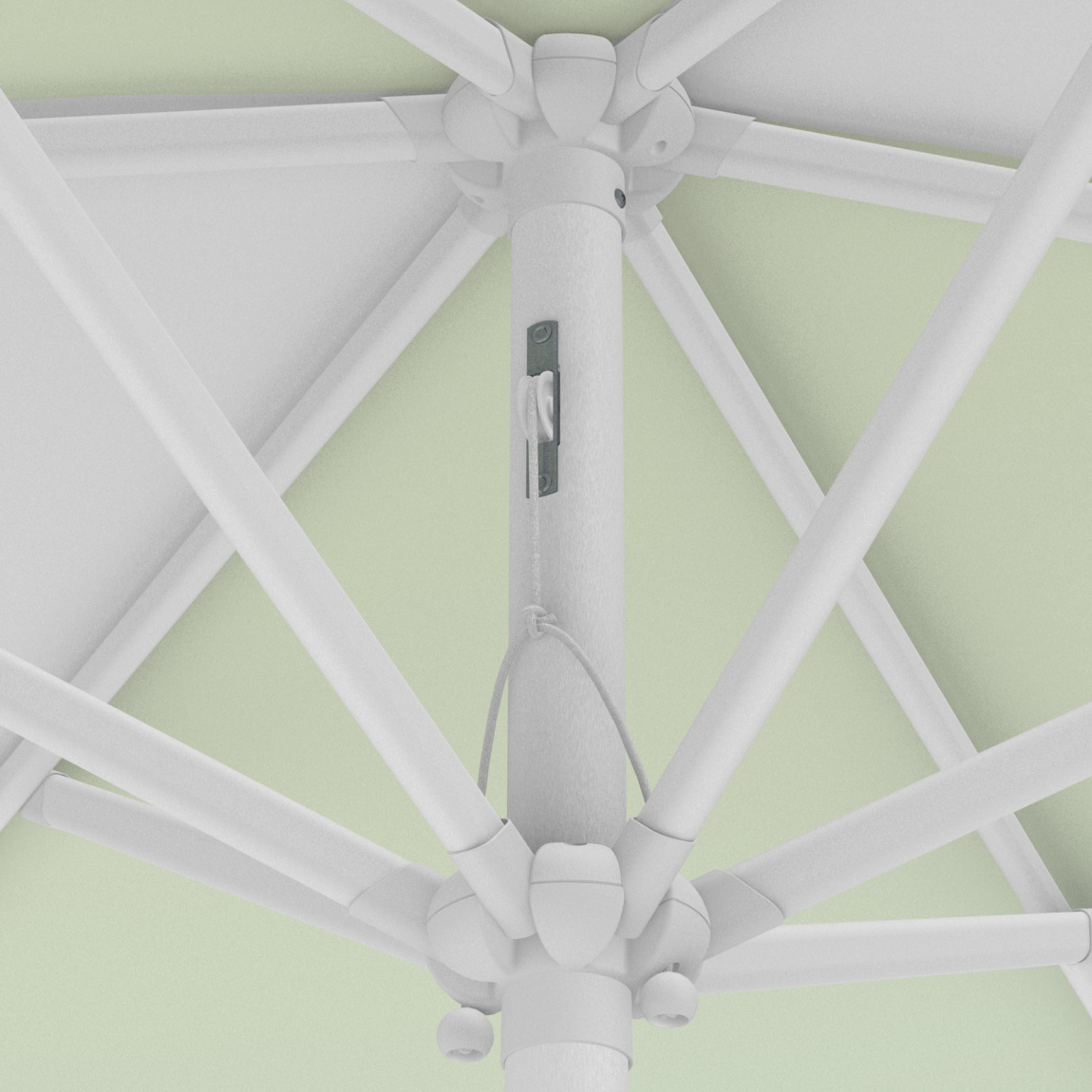 Petit parasol avec manivelle, détail du cordage