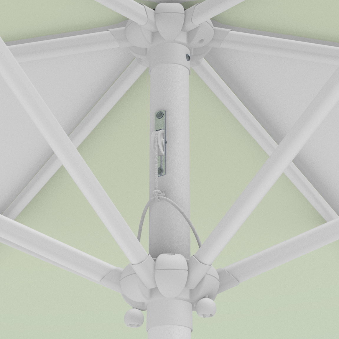 Parasol / petit parasol avec manivelle, détail du mécanisme à corde