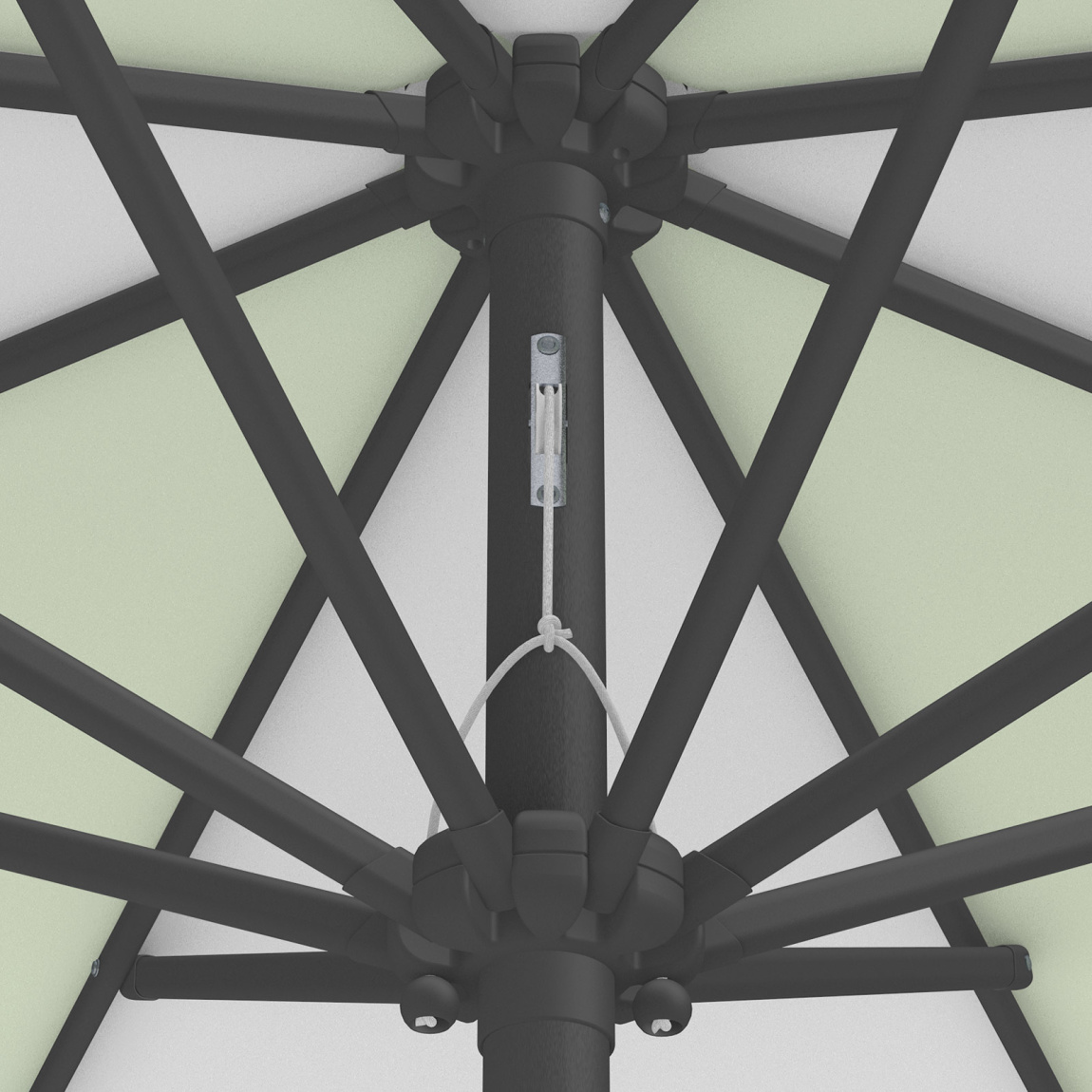 Parasol / petit parasol avec manivelle, détail du mécanisme à corde