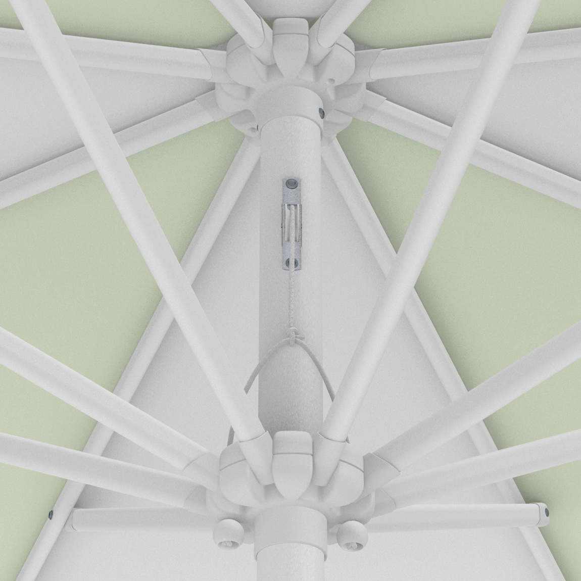 Parasol / petit parasol avec manivelle, détail du mécanisme à corde