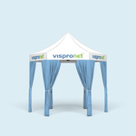 Pavillon Select Hexagon 3 m, complété de 6 rideaux de couleur bleu ciel