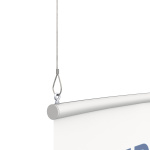 Détail : suspension standard avec vis à oeillet et filin inox