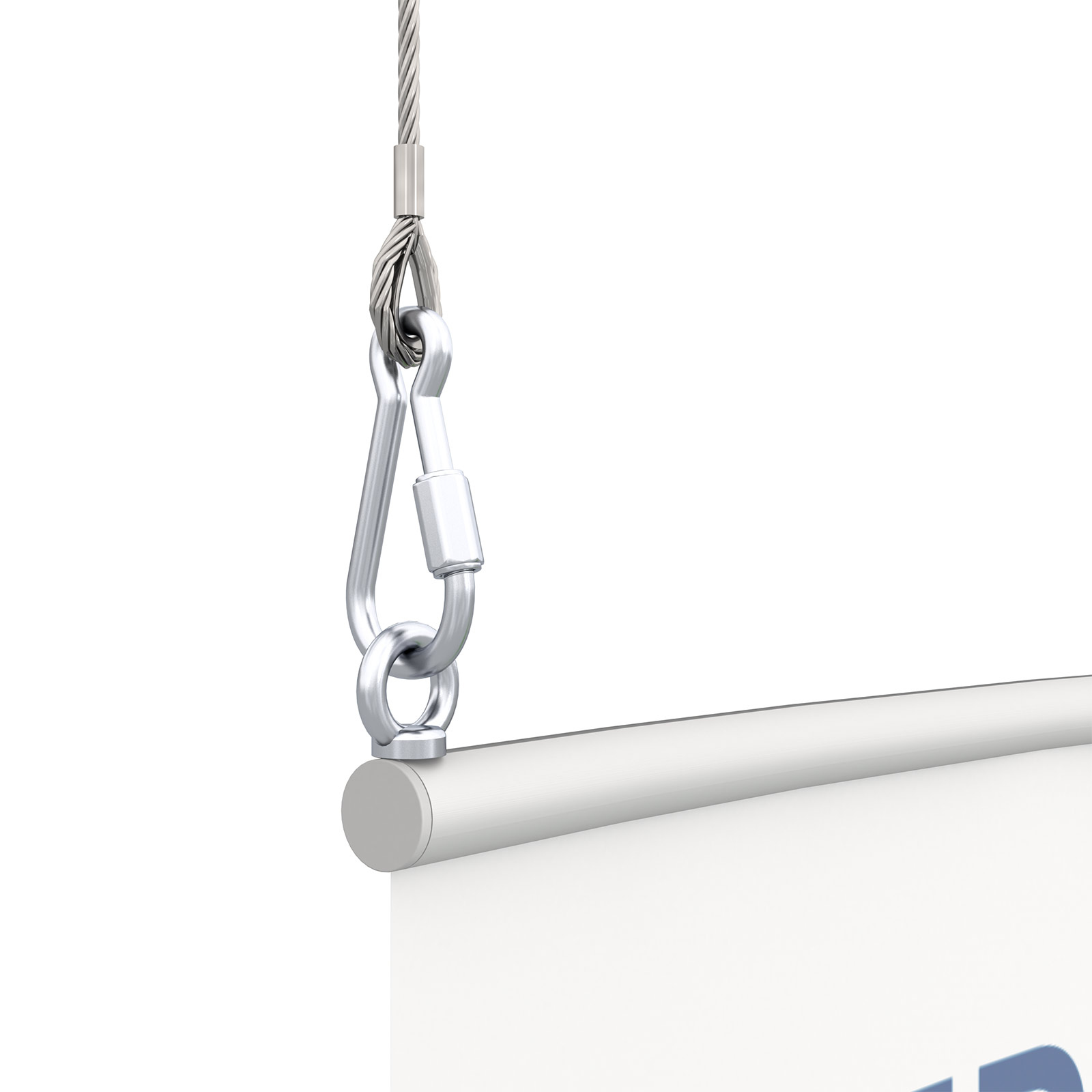 Suspension à la norme de sécurité BGV C1 (vis à anneau et câble d'arrêt