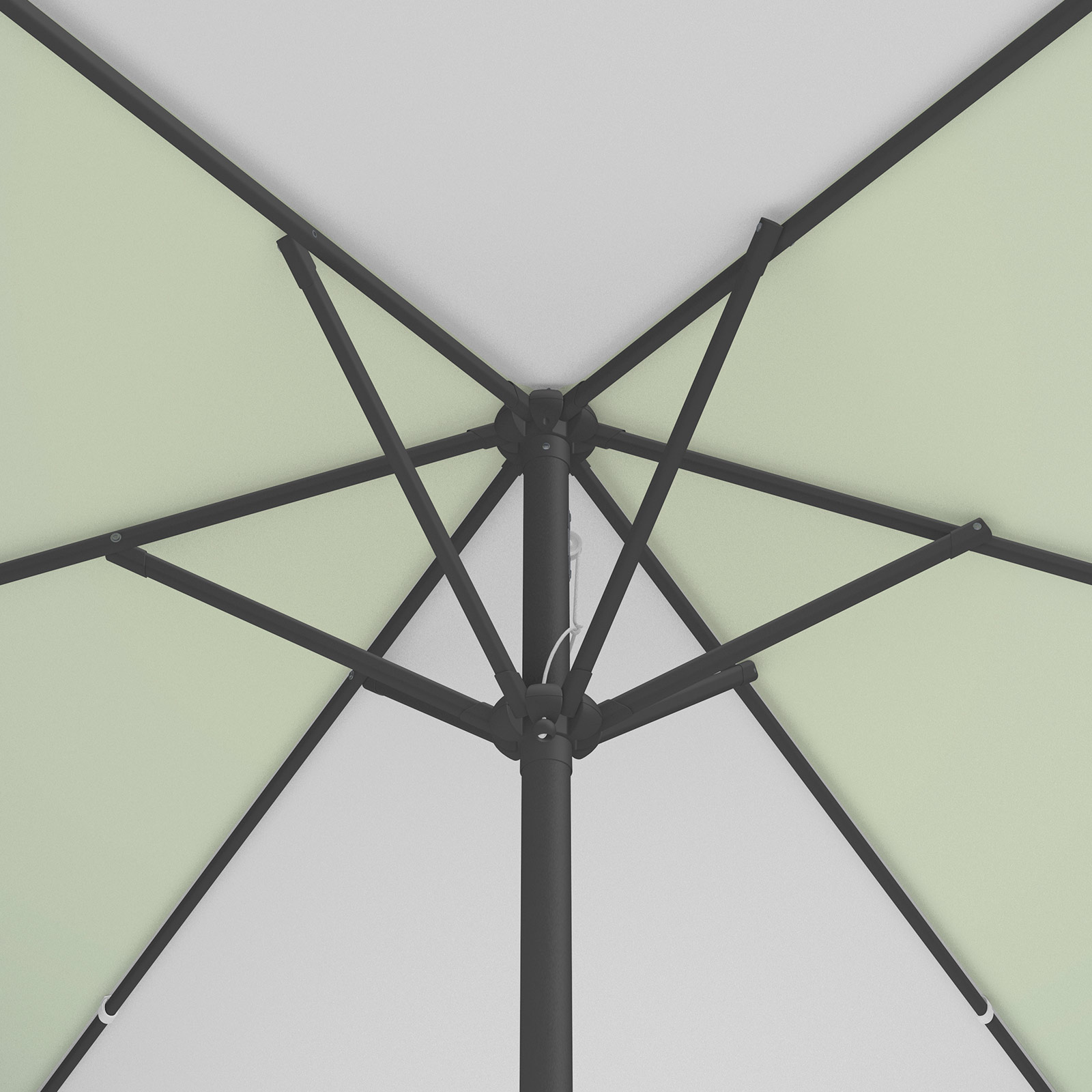 Petit parasol avec manivelle, couronne vue de dessous