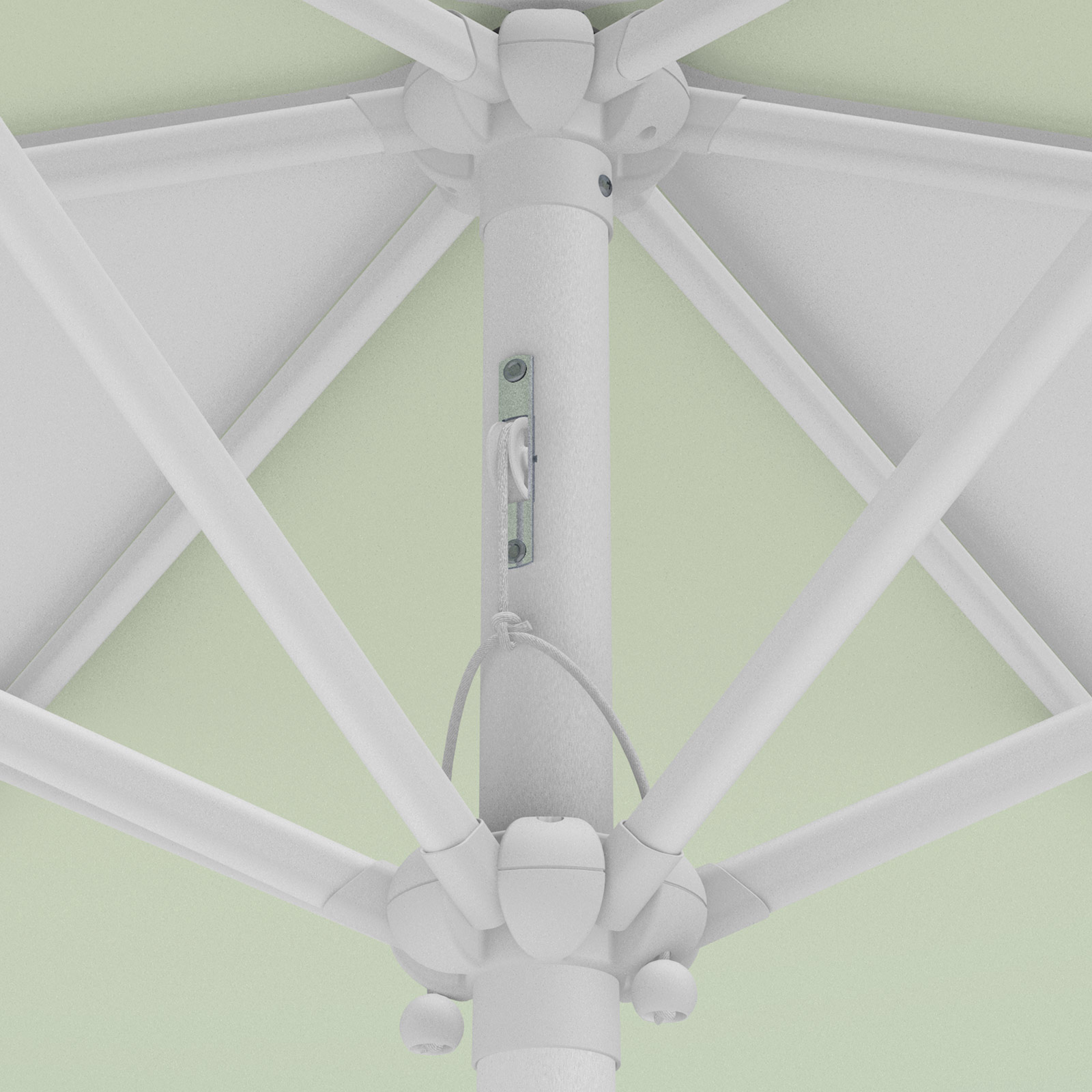 Parasol / petit parasol avec manivelle, détail du mécanisme à corde