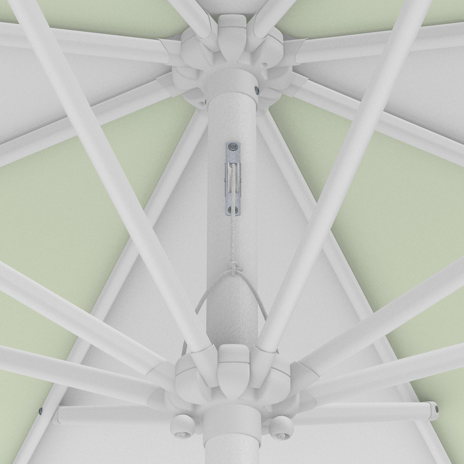 Parasol / petit parasol avec manivelle, détail du mécanisme à corde